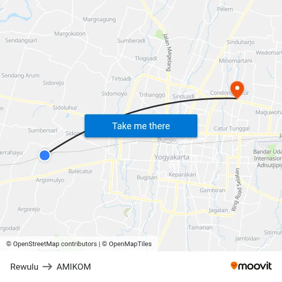 Rewulu to AMIKOM map
