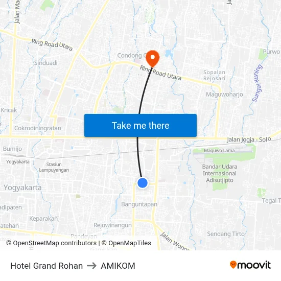 Hotel Grand Rohan to AMIKOM map