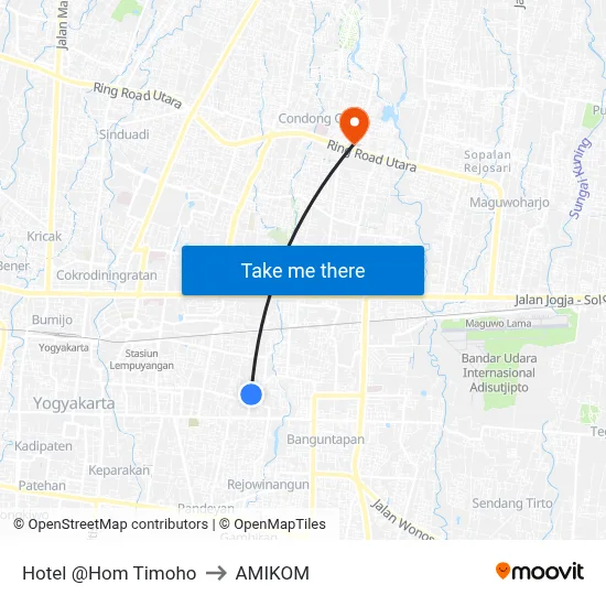 Hotel @Hom Timoho to AMIKOM map