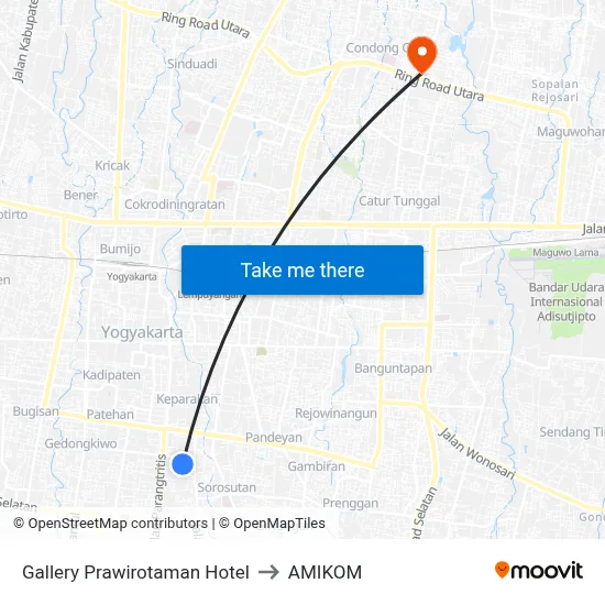 Gallery Prawirotaman Hotel to AMIKOM map