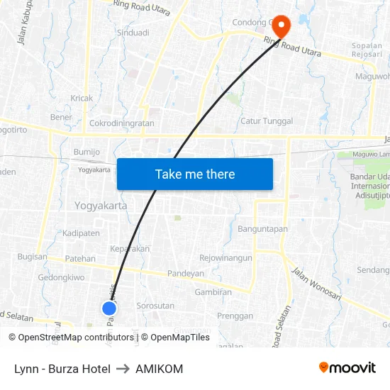 Lynn - Burza Hotel to AMIKOM map