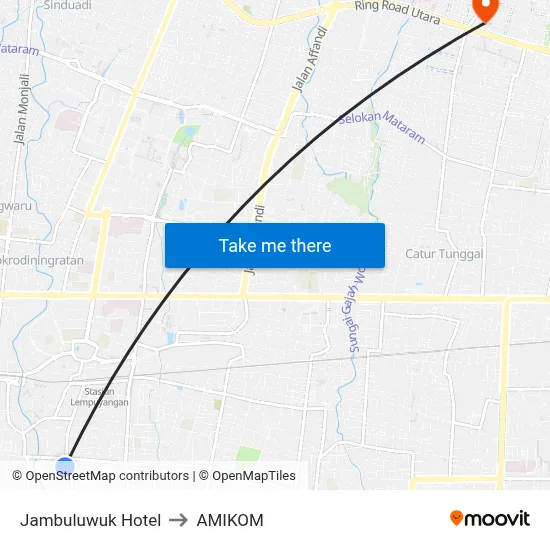 Jambuluwuk Hotel to AMIKOM map