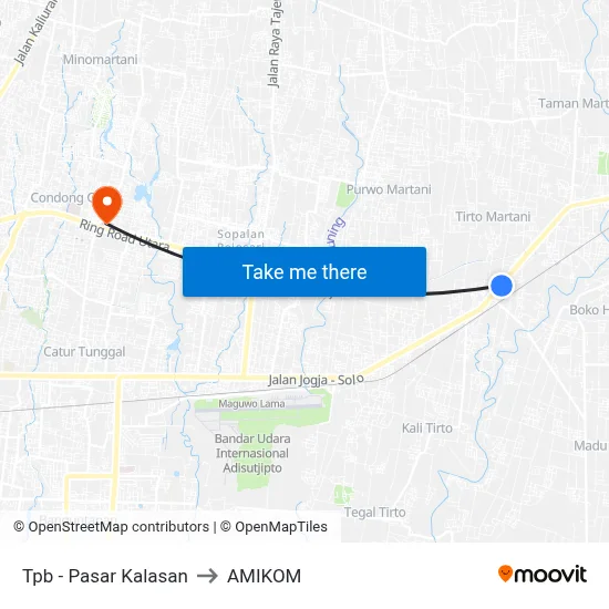 Tpb - Pasar Kalasan to AMIKOM map