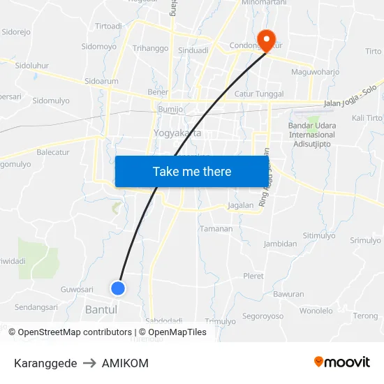 Karanggede to AMIKOM map