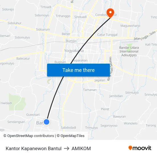 Kantor Kapanewon Bantul to AMIKOM map