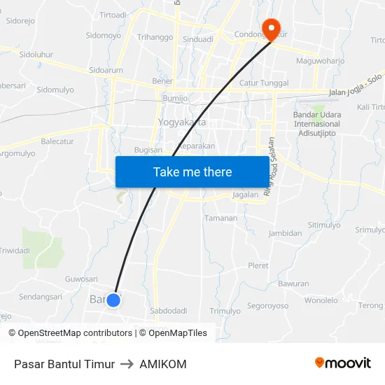 Pasar Bantul Timur to AMIKOM map