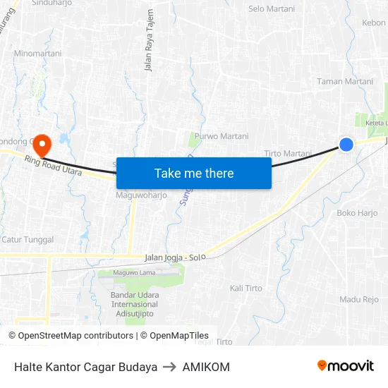 Halte Kantor Cagar Budaya to AMIKOM map