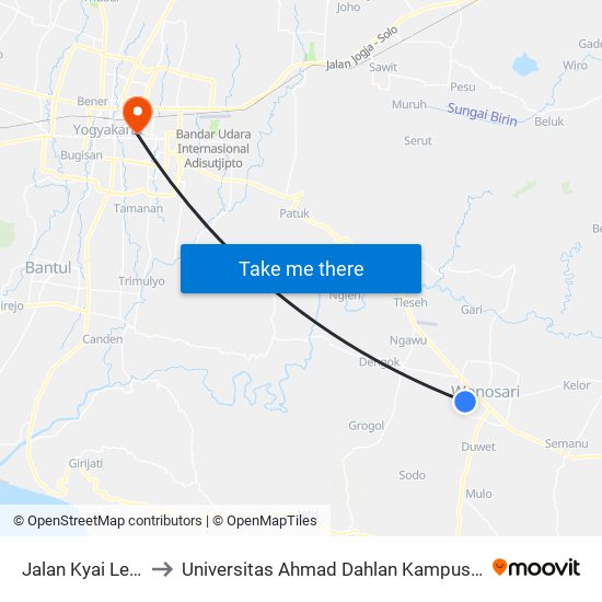 Jalan Kyai Legi to Universitas Ahmad Dahlan Kampus 1 map