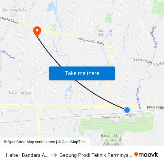 Halte - Bandara Adisutjipto to Gedung Prodi Teknik Perminyakan-Ftm Upnvy map