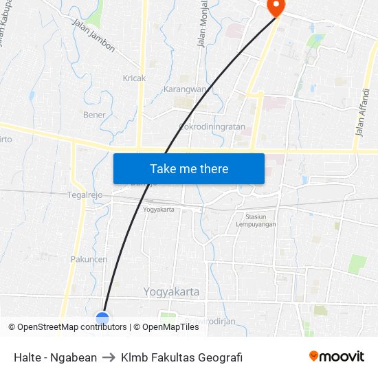 Halte - Ngabean to Klmb Fakultas Geografi map