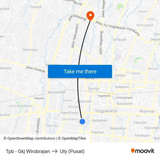 Tpb - Gkj Wirobrajan to Uty (Pusat) map
