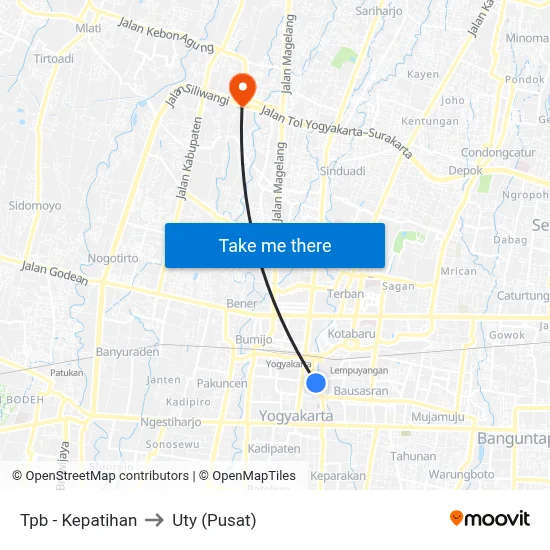 Tpb - Kepatihan to Uty (Pusat) map