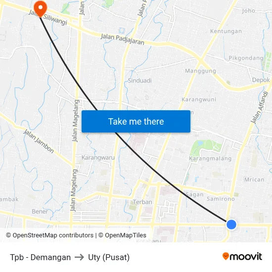 Tpb - Demangan to Uty (Pusat) map