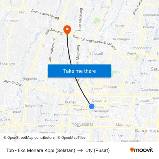 Tpb - Eks Menara Kopi (Selatan) to Uty (Pusat) map