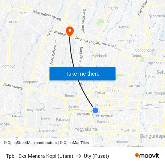Tpb - Eks Menara Kopi (Utara) to Uty (Pusat) map