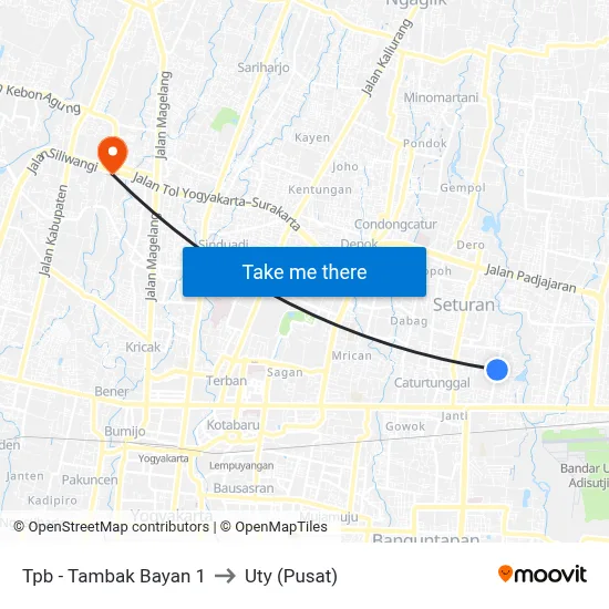 Tpb - Tambak Bayan 1 to Uty (Pusat) map