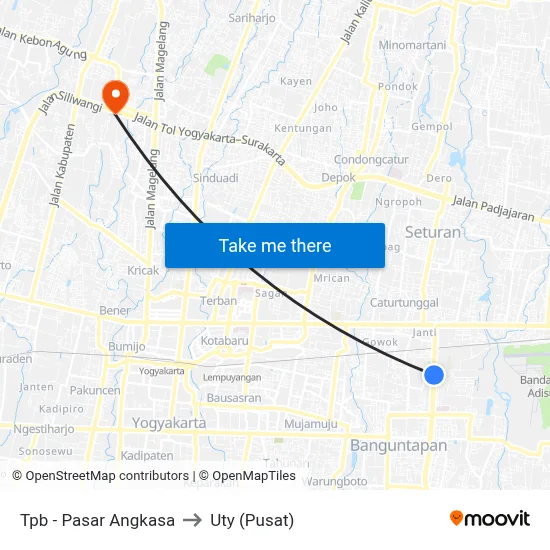 Tpb - Pasar Angkasa to Uty (Pusat) map