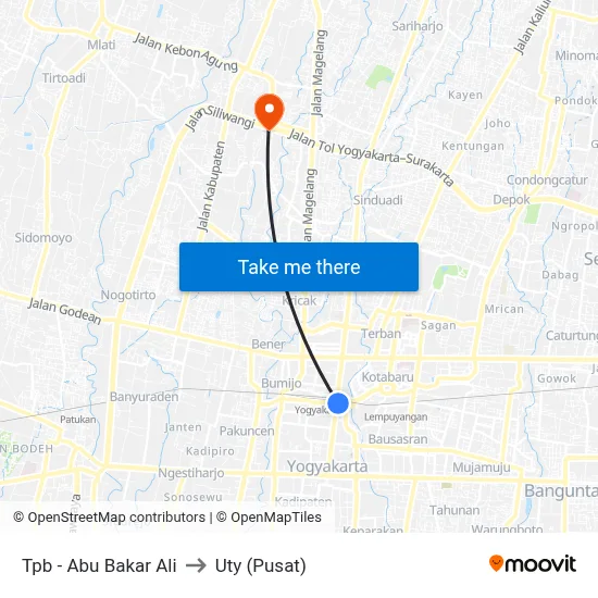 Tpb - Abu Bakar Ali to Uty (Pusat) map