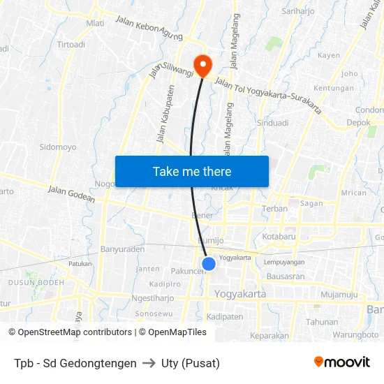 Tpb - Sd Gedongtengen to Uty (Pusat) map