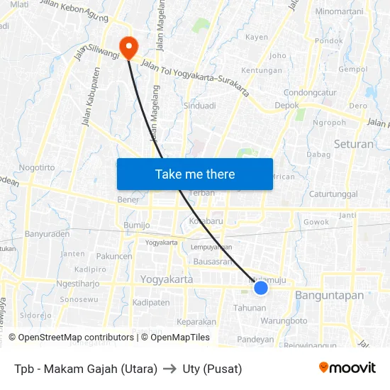 Tpb - Makam Gajah (Utara) to Uty (Pusat) map