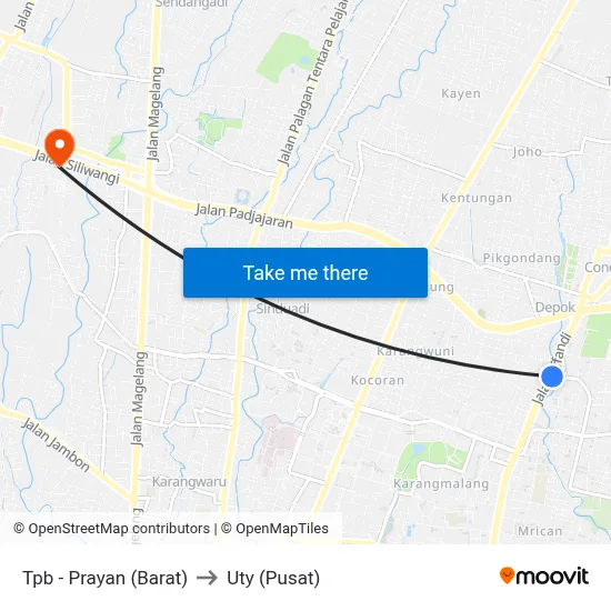 Tpb - Prayan (Barat) to Uty (Pusat) map
