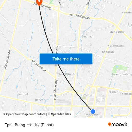Tpb - Bulog to Uty (Pusat) map