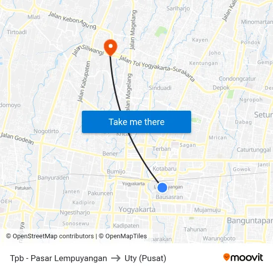 Tpb - Pasar Lempuyangan to Uty (Pusat) map
