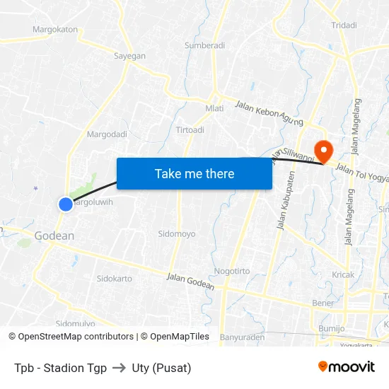 Tpb - Stadion Tgp to Uty (Pusat) map