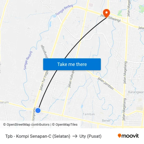 Tpb - Kompi Senapan-C (Selatan) to Uty (Pusat) map
