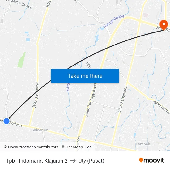Tpb - Indomaret Klajuran 2 to Uty (Pusat) map