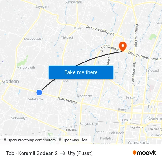 Tpb - Koramil Godean 2 to Uty (Pusat) map