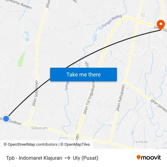 Tpb - Indomaret Klajuran to Uty (Pusat) map