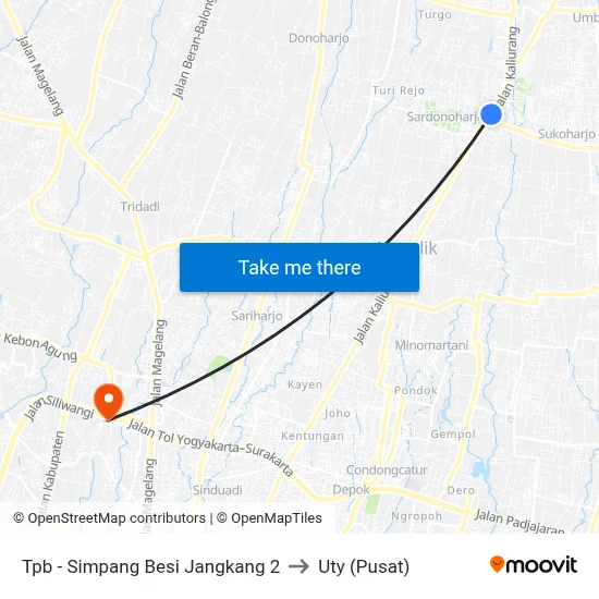 Tpb - Simpang Besi Jangkang 2 to Uty (Pusat) map