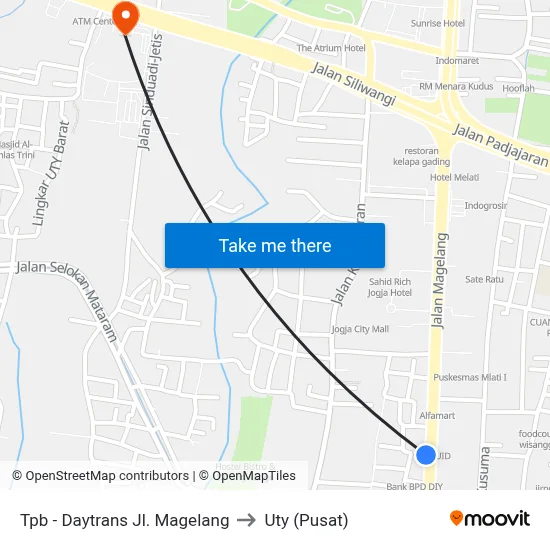 Tpb - Daytrans Jl. Magelang to Uty (Pusat) map