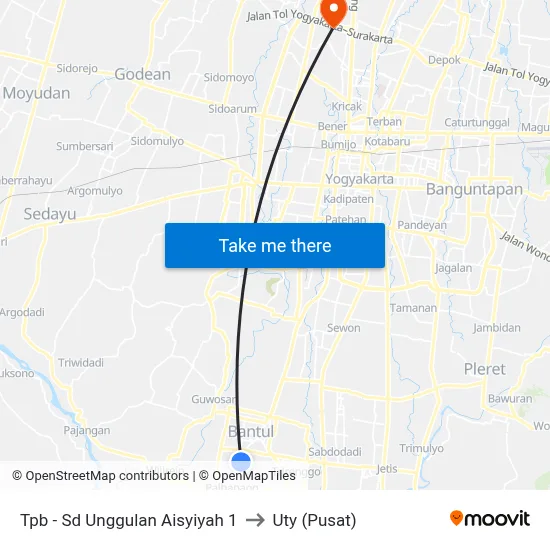 Tpb - Sd Unggulan Aisyiyah 1 to Uty (Pusat) map