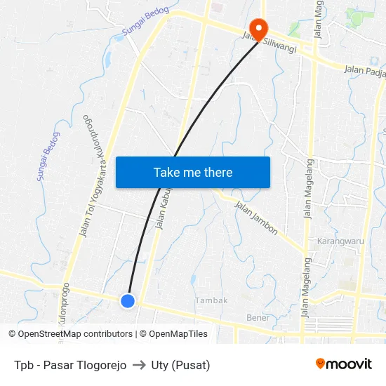 Tpb - Pasar Tlogorejo to Uty (Pusat) map