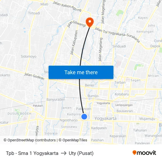 Tpb - Sma 1 Yogyakarta to Uty (Pusat) map