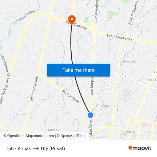 Tpb - Kricak to Uty (Pusat) map