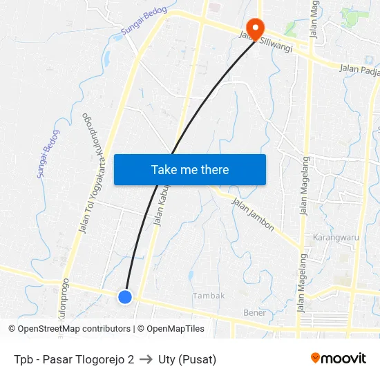 Tpb - Pasar Tlogorejo 2 to Uty (Pusat) map