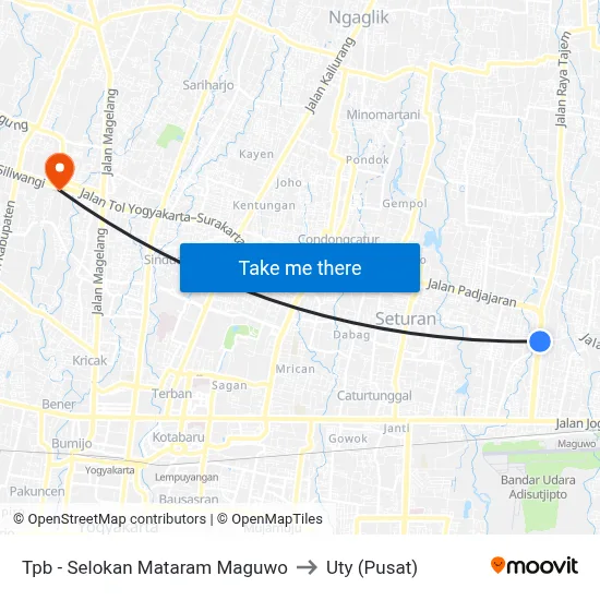 Tpb - Selokan Mataram Maguwo to Uty (Pusat) map
