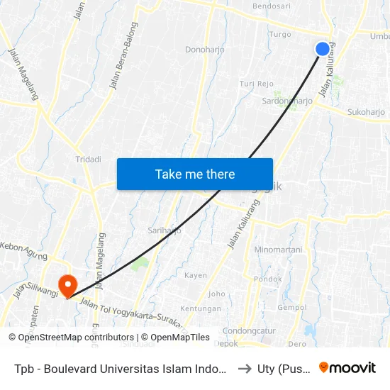Tpb - Boulevard Universitas Islam Indonesia to Uty (Pusat) map