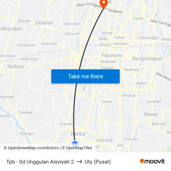 Tpb - Sd Unggulan Aisyiyah 2 to Uty (Pusat) map