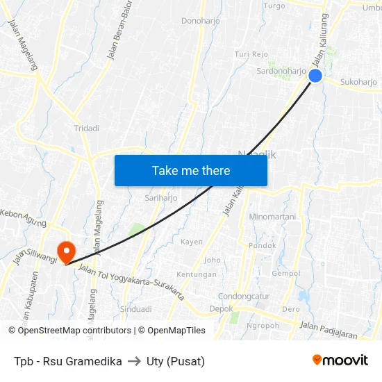 Tpb - Rsu Gramedika to Uty (Pusat) map