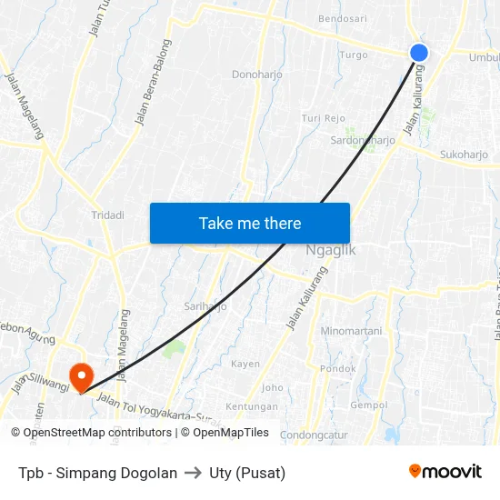 Tpb - Simpang Dogolan to Uty (Pusat) map