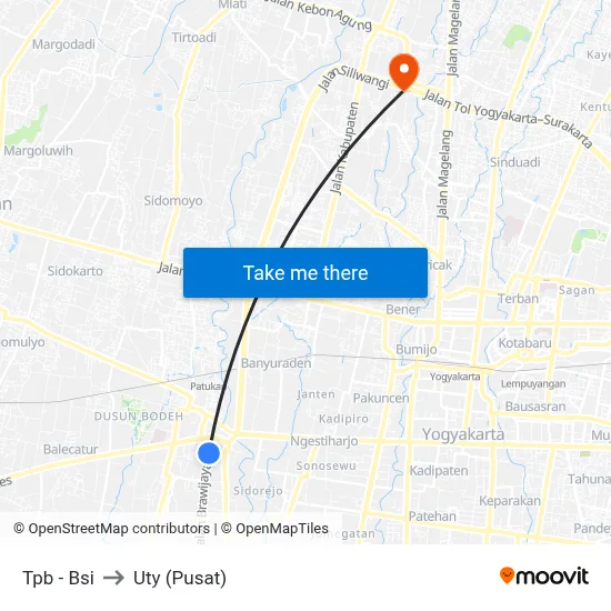 Tpb - Bsi to Uty (Pusat) map