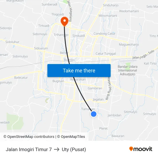 Jalan Imogiri Timur 7 to Uty (Pusat) map