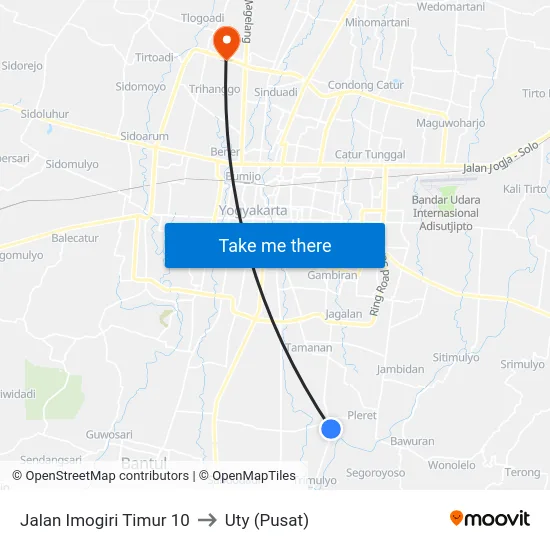 Jalan Imogiri Timur 10 to Uty (Pusat) map