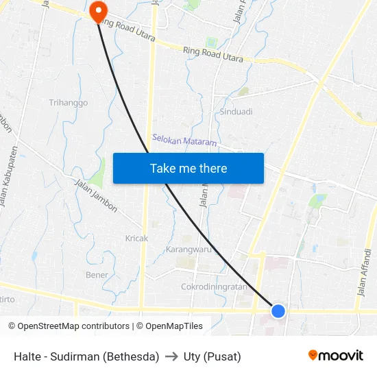 Halte - Sudirman (Bethesda) to Uty (Pusat) map