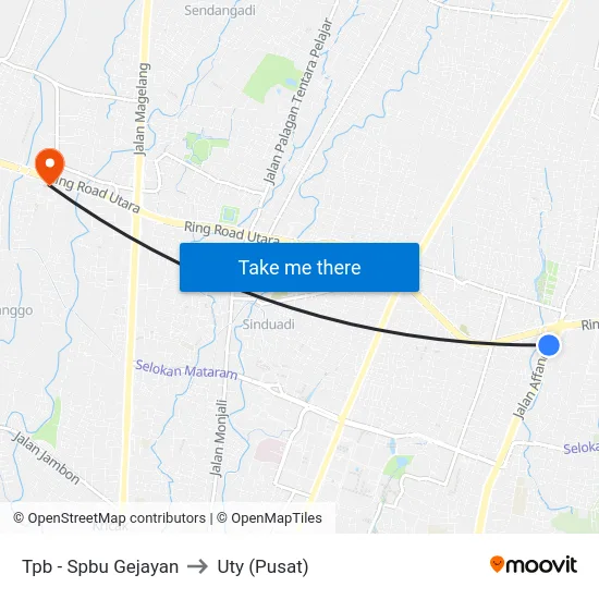 Tpb - Spbu Gejayan to Uty (Pusat) map