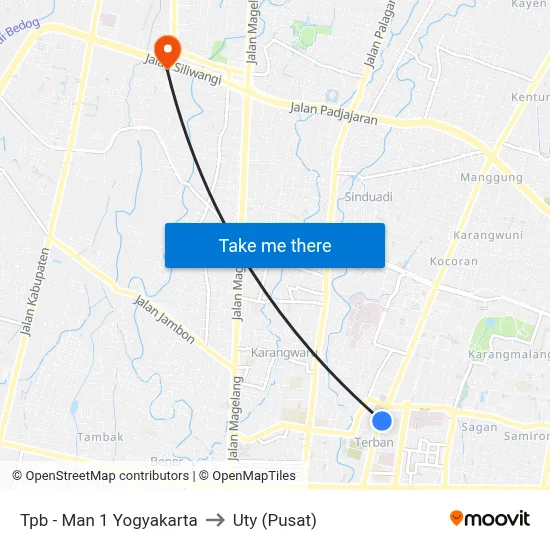 Tpb - Man 1 Yogyakarta to Uty (Pusat) map